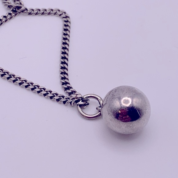 💝Vintage Silver Chain and Ball Pendant Silver 925 - Picture 2 of 5